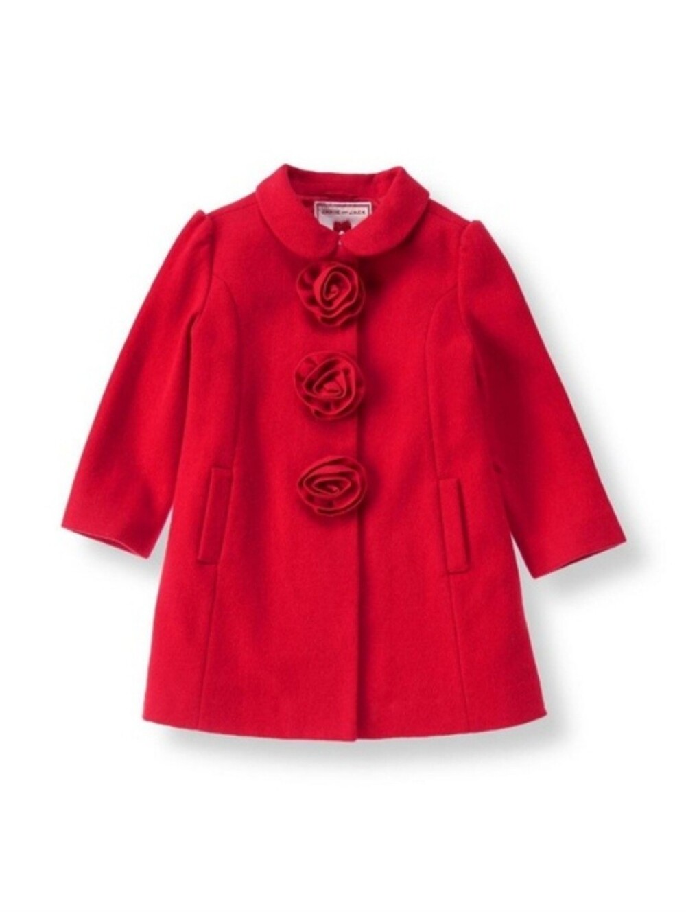 Janie and Jack Forever Rose Wool Red Coat